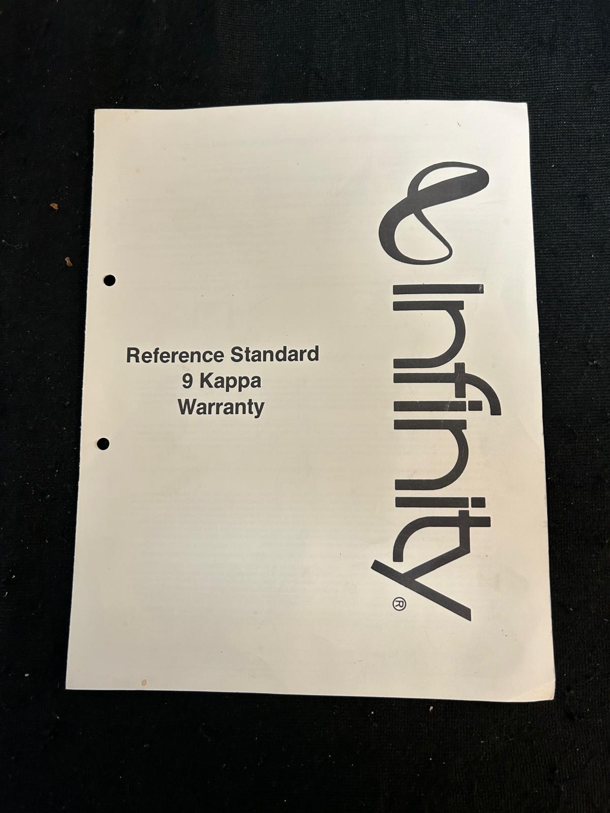 Infinity Reference Kappa 9 Warrenty